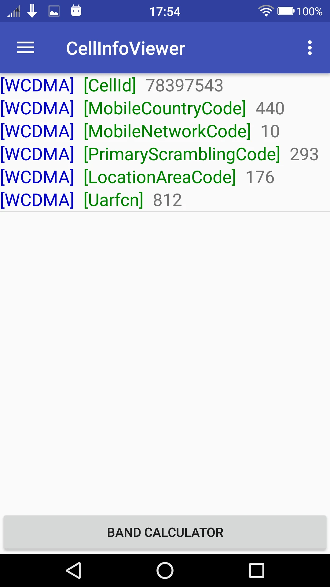 CellInfoViewer:Band Calculate screenshot